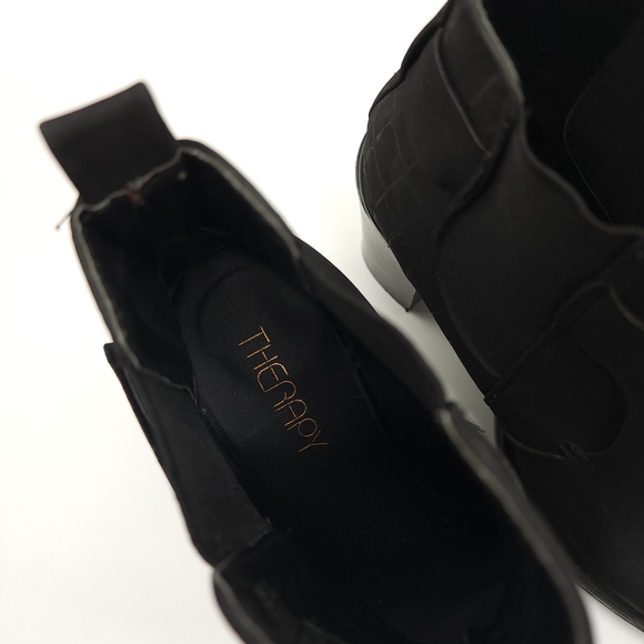 Aus 9 Therapy Black Faux Suede Snake Emboss Heeled Boot - Picture 14 of 16